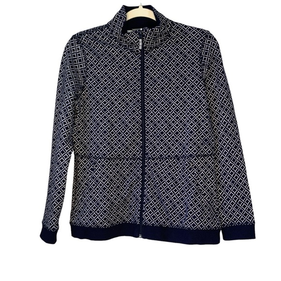 T by Talbots Jackets & Blazers - T‎ by Talbots navy circle diamond athleisure zip up jacket. Size Sp